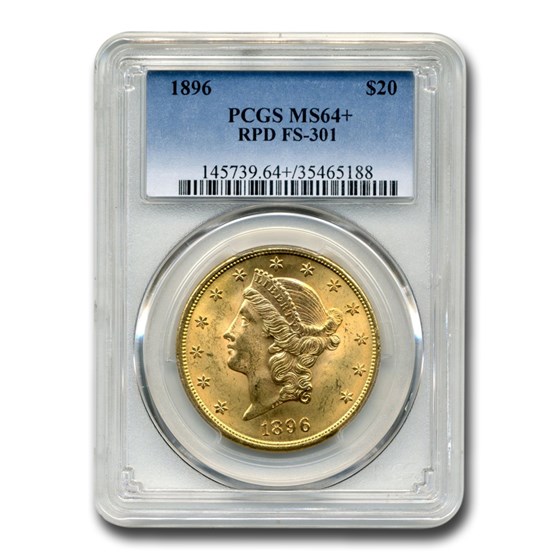 1896 $20 Liberty Gold Double Eagle MS-64+ PCGS (FS-301, RPD) 1896 $20 Liberty Gold Double Eagle MS-64+ PCGS (FS-301, RPD)